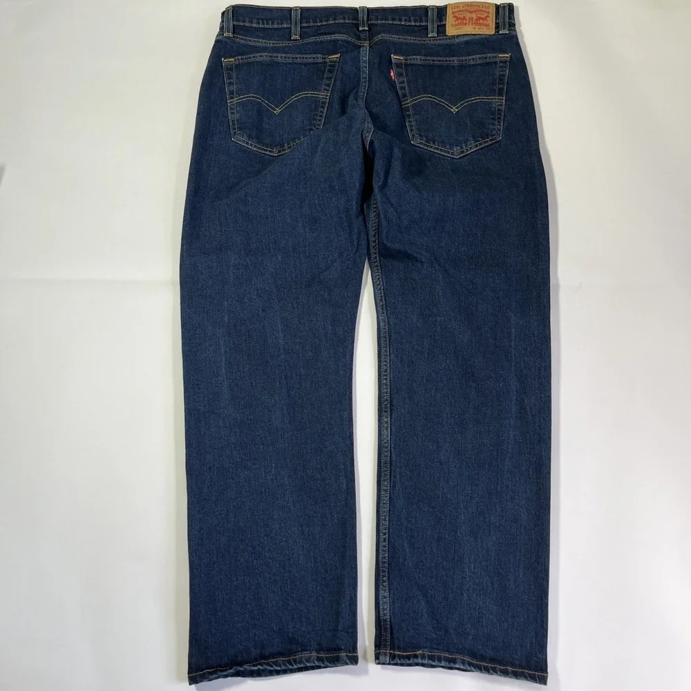Levi's 505 Mens 40x30 Dark Wash Blue Denim Stretch Regular Straight Leg Jeans